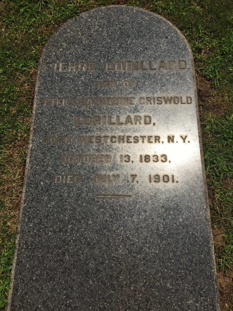 The gravestone of the man who introduced the tuxedo to America (photographer:  Marc Goodman)
