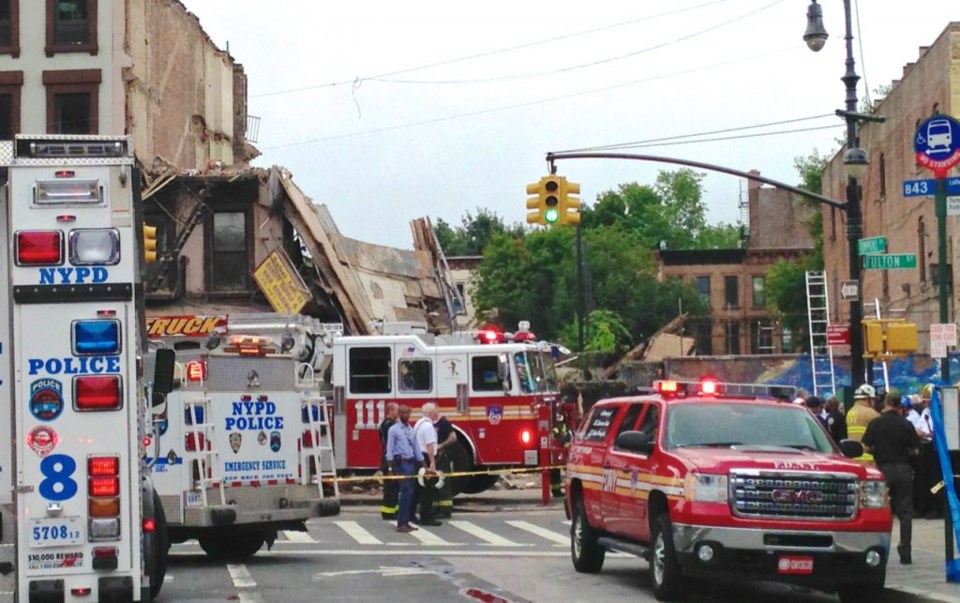 Building collapses suddenly at Fulton St and Tompkins Ave in Bed-Stuy