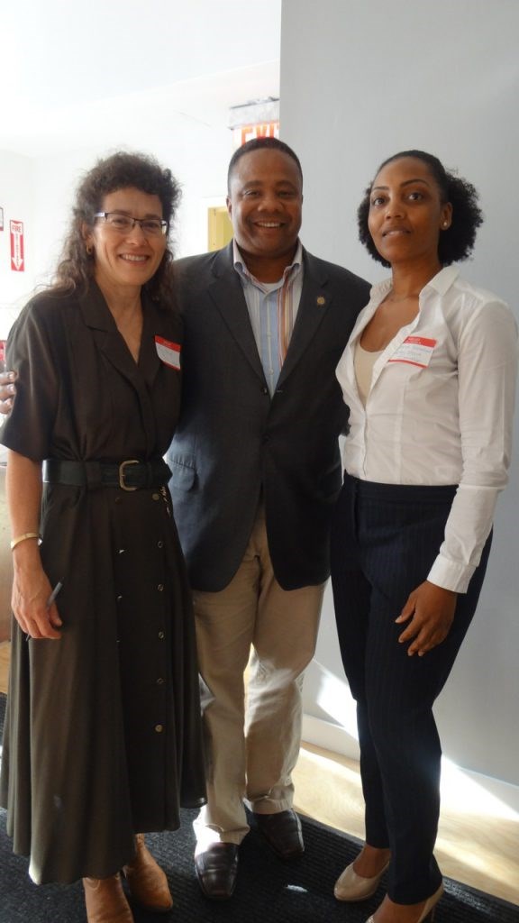 (l to r) Mary-Powel Thomas, director of Healthy Start Brooklyn; State Sen. Jesse Hamilton; Brandi Howard, director of The Community Action Network of Healthy Start Brooklyn