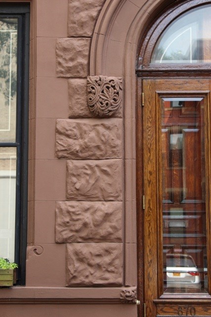 Beautifully mainained detail around the front door of a Park Slope brownstone. Photographer, Sotero Bernal