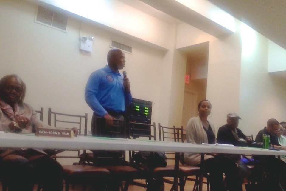 Brooklyn Borough President Eric Adams speaks at The Community Board 3 meeting, 9/14/15