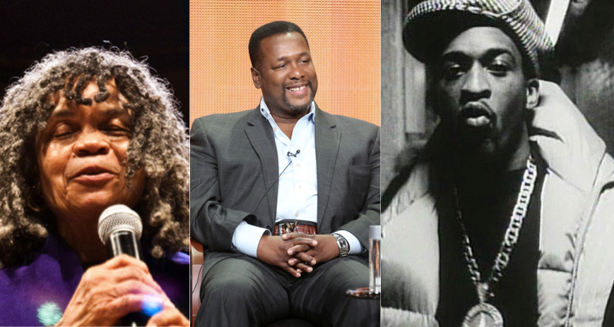 (l to r): Poet and Author Sonia Sanchez; Actor and Activist Wendell Pierce; Hip Hop Artist and Pioneer Rakim