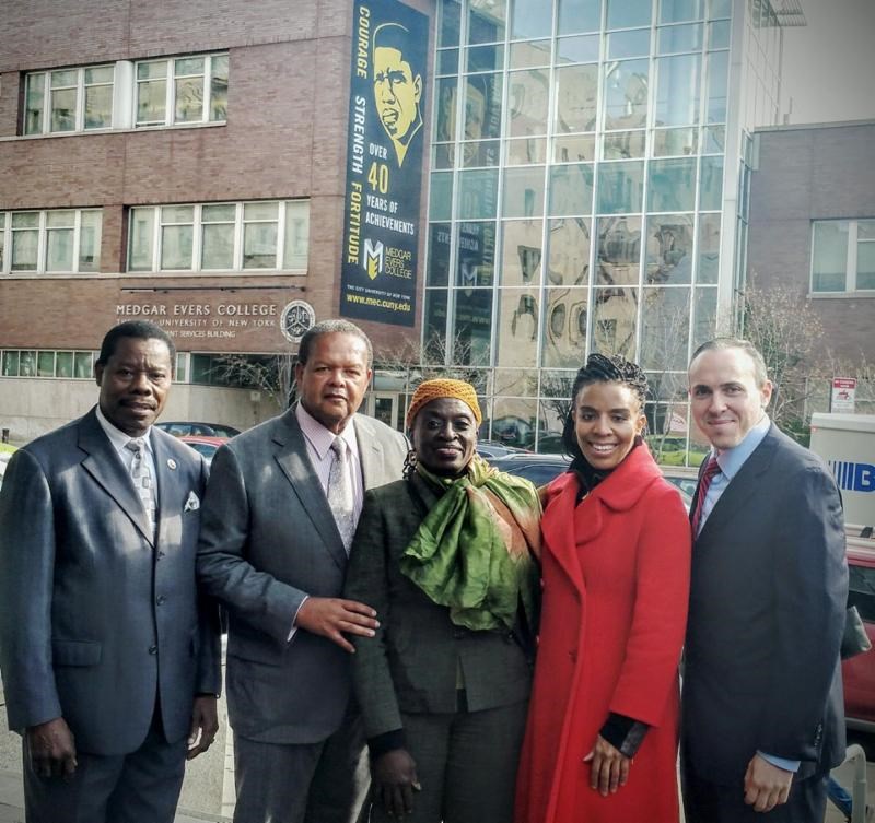 Council Members Mathieu Eugene, Inez Barron, and Mark Treyger as well as Dr. Rudy Crew, president of Medgar Evers College announced a $2.2M allocation for the academic institution.
