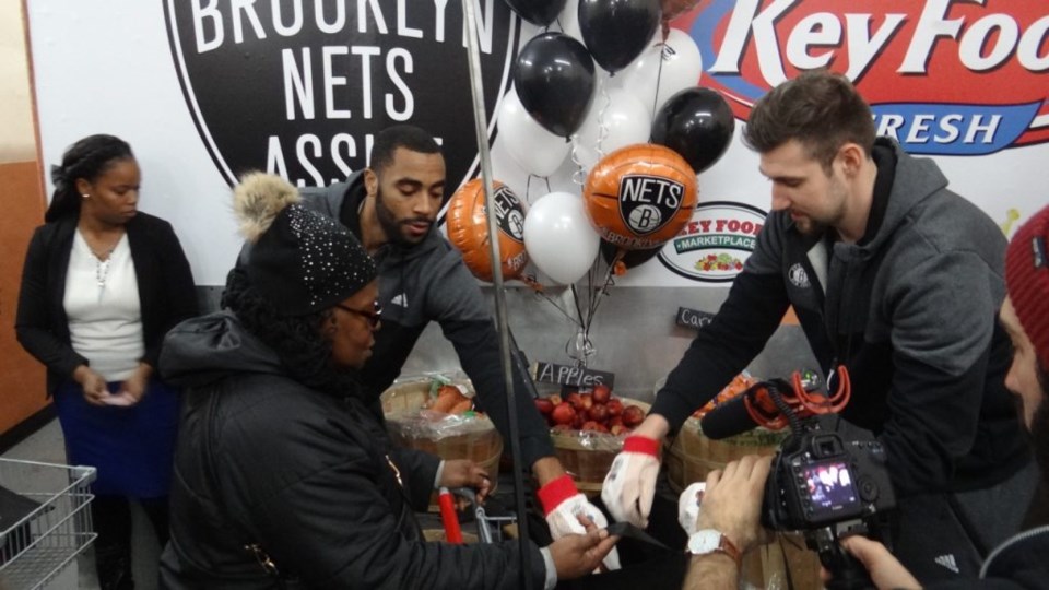 The Knicks joined with the Bed Stuy Campaign Against Hunger to help with the organizations annual turkey giveaway event