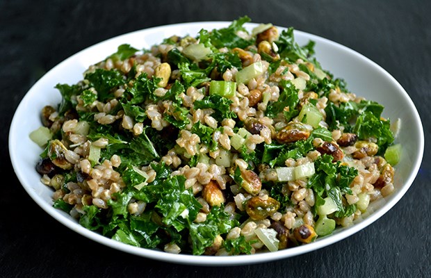 Pistachio, Farro and Kale Salad