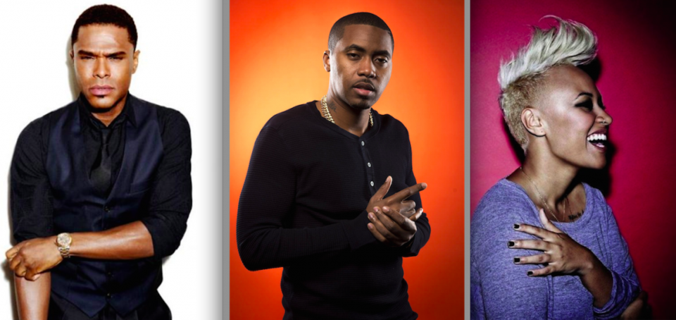 Artists Maxwell, Nas and Emeli Sande will perform a Valentine's Day concert at Barclays Center