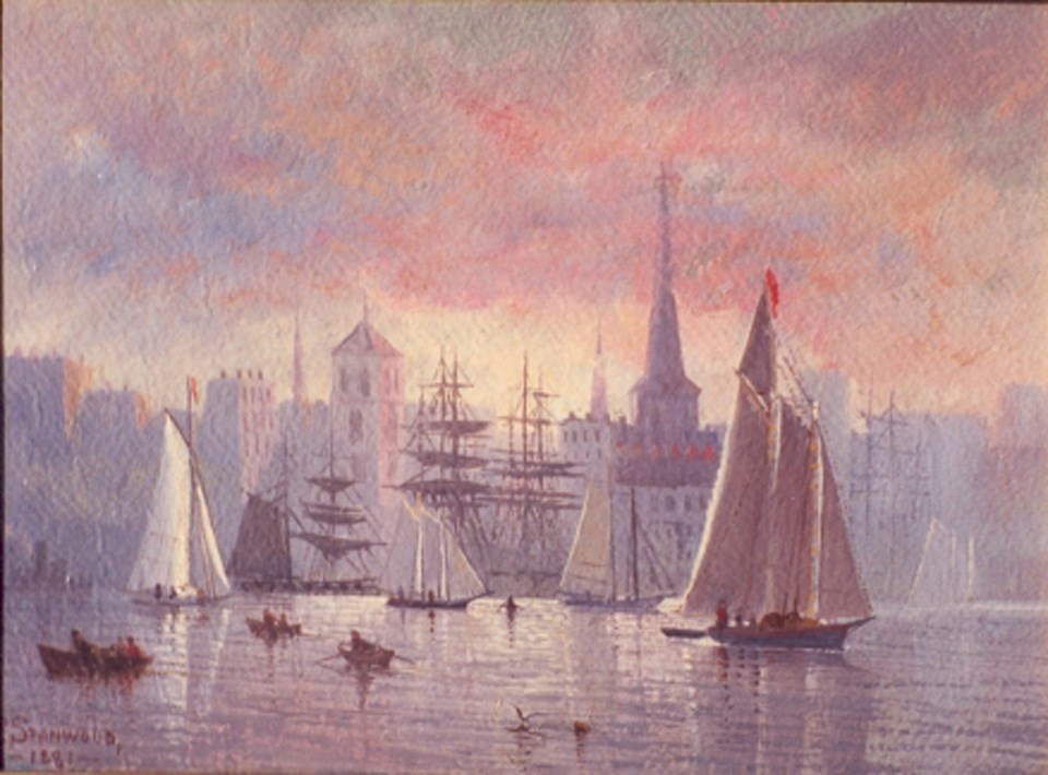 Art by Franklin Stanwood American, (1852-1888); Early Morning, New York Harbor, 1881 