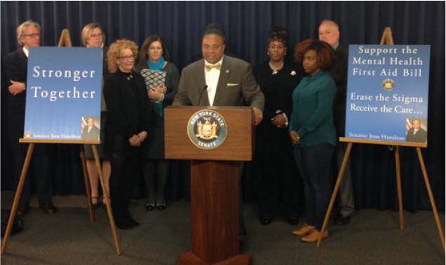 Senator Jesse Hamilton joined by colleagues, educators, mental health advocates, and health care professionals at launch of Mental Health First Aid Bill
