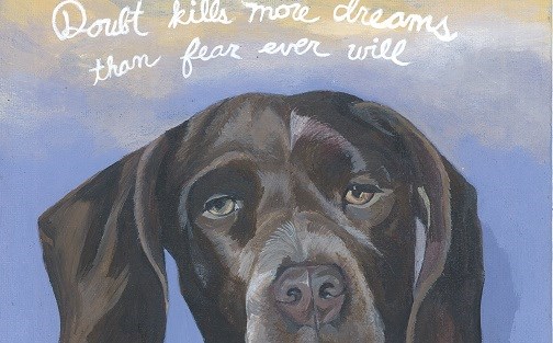 Painted Piebald Hound By Harriet Faith. Quote By Suzy Kassem.