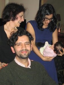 Abbas Noori Abbood with author Karen Malpede, and a friend, Susie Nakley, holding his baby, Sirine 