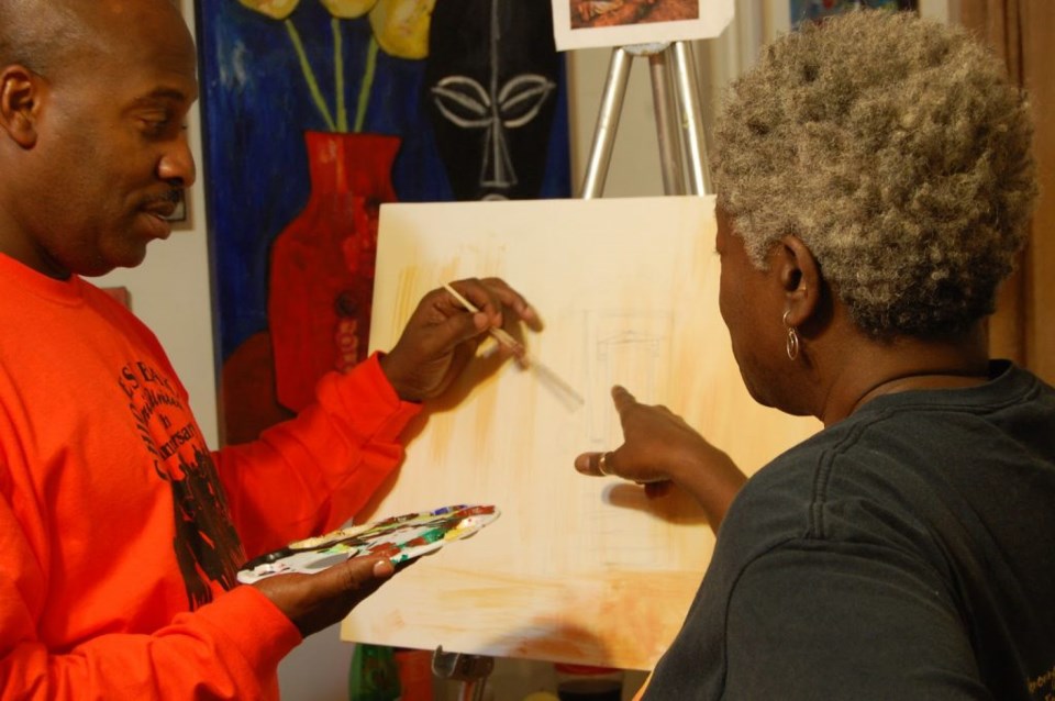 chionesu bakari, painting it forward, art auction, Brooklyn event, Brooklyn