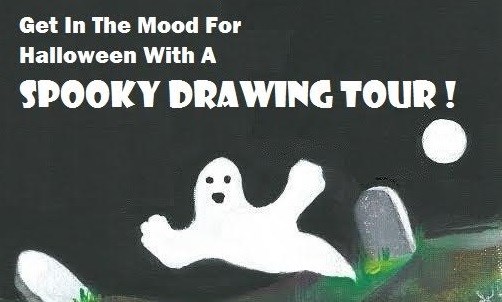 Spooky Halloween Drawing Workshop, Taking Place In A Scary Cemetery! Painting By Harriet Faith.