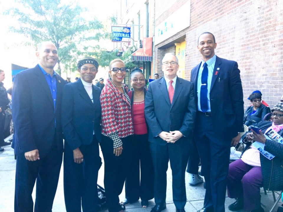 l to r: Congressman Hakeem Jeffries, State Senator Velmanette Montgomery, City Councilmember Laurie Cumbo, NYC Comptroller Scott Stringer and Assemblyman Walter Mosley