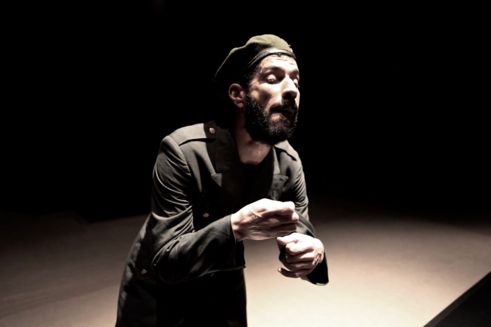 Anmar Taha, creator, actor, in "Pillars of Blood" at the Cairo International Theater Festival