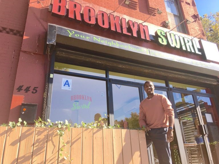Jean Alerte, owner of Brooklyn Swirl, will be closing his frozen yogurt parlor for the winter months