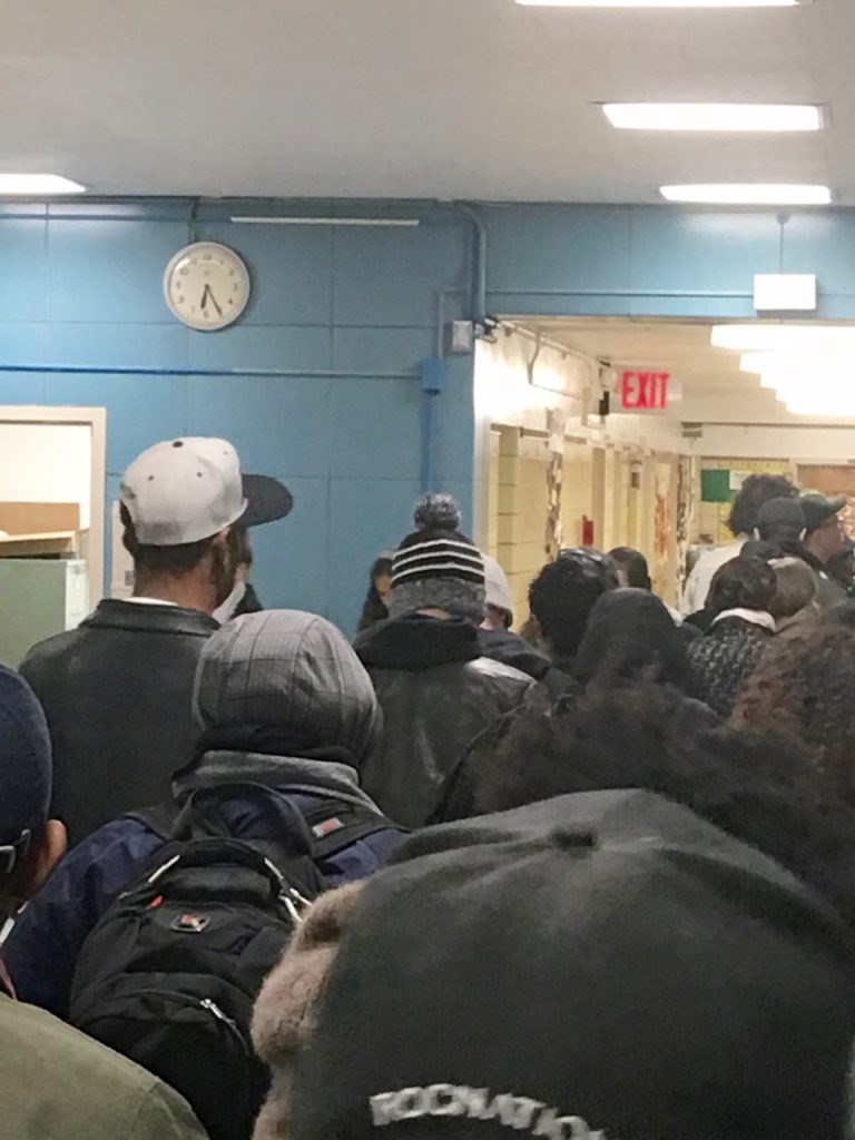 The polling site at P.S. 256 in Bed-Stuy was packed by 6:30am