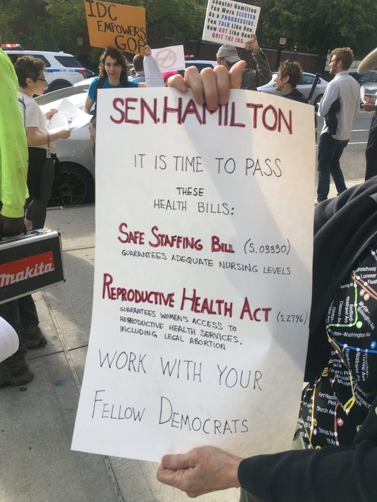 Protest outside Senator Jesse Hamilton's office on 1660 Bedford Ave