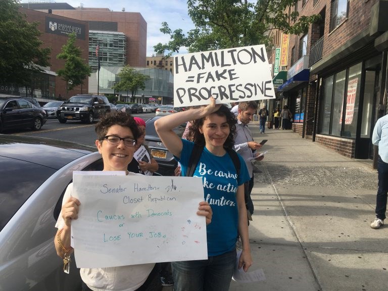 Protest outside Senator Jesse Hamilton's office on 1660 Bedford Ave