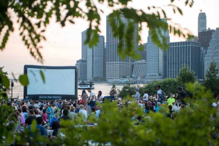 Brooklyn Bridge Park Conservancy, Dekalb Market Hall, partnership, Movies with a View, outdoor movie screenings, food vendors, drink vendors, Brooklyn events, BK Reader