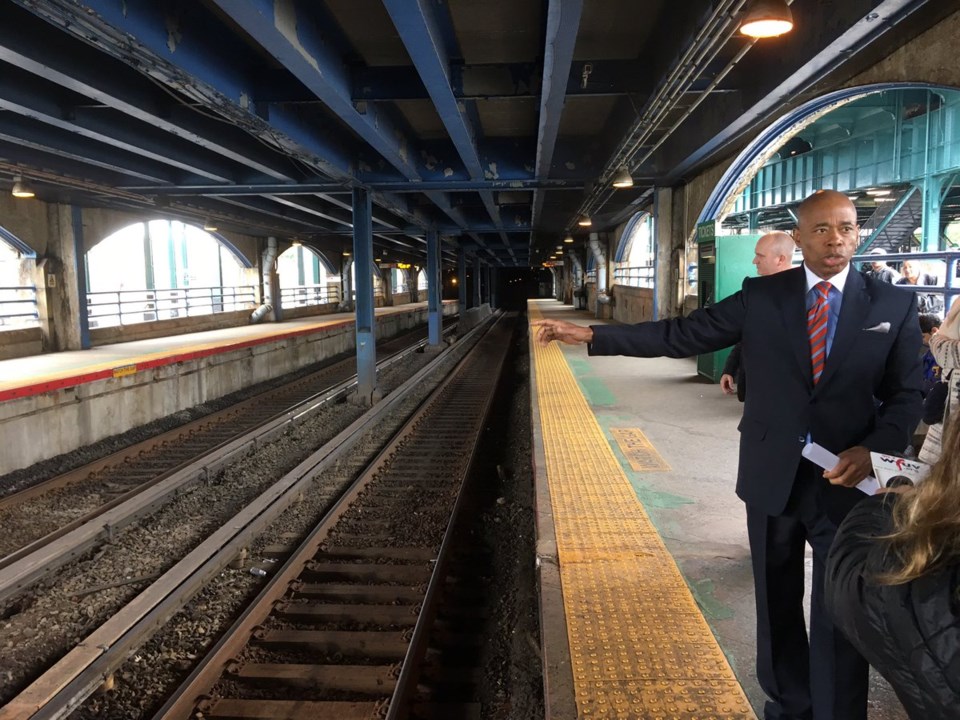 Eric Adams touring LIRR &#8211; East New York Station