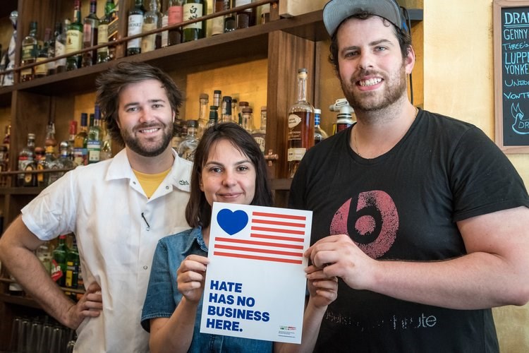 NYC BID,Hate Has No Business Here, small businesses, small business community, Clinton Hill, Three Furies, Starting Now design, BK Reader, Myrtle Avenue Brooklyn Partnership ,MARP, anti-racism, anti-homophobia, anti-gay, anti-sexism, aniti-misogeny, anti-xenophobia,