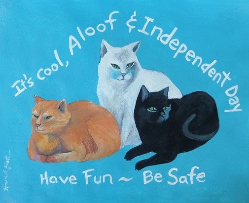 Harriet Faith, Creativity, Art, Illustration, Pay Attention To Your Dreams, Quotes, Inspiration, Motivation, Dreams, Hand Lettering, Drawing, Painting, Private Commission, Pets, Portraits, Children, Gifts, Holiday, Cats, Red White And Blue, July Fourth, July 4th, Independence, Cool And Aloof, Independent, Freedom, Vegan, Liberation, Joy, Be Safe, Have Fun