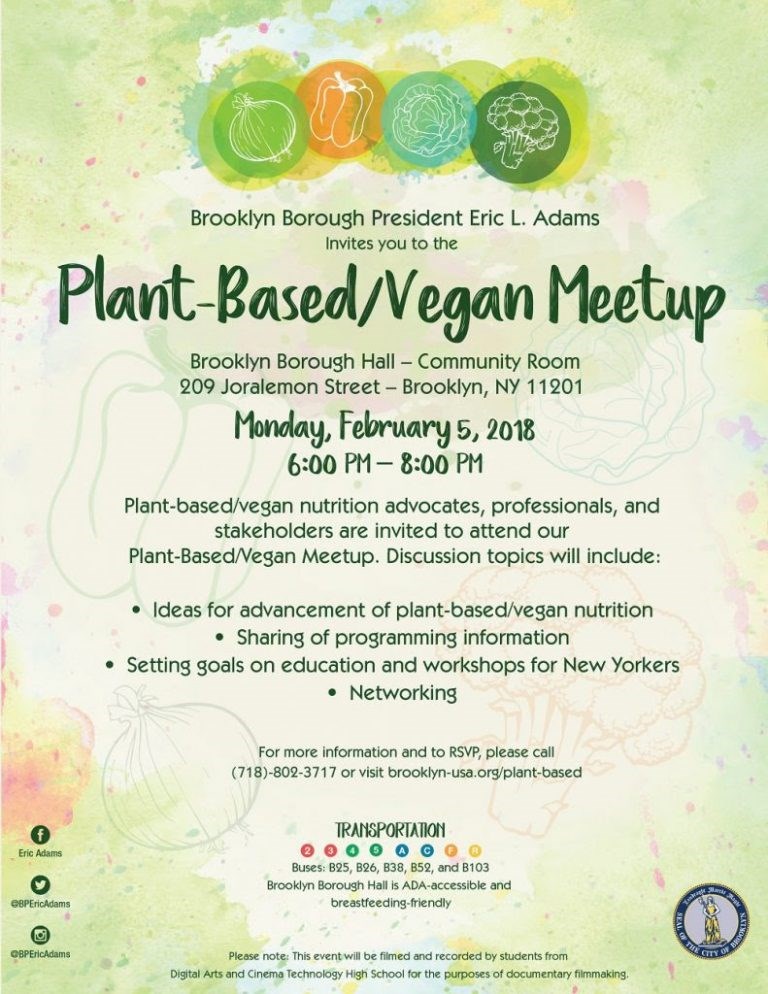 Plantsgiving, vegan diet, vegan meetup, plant-based diet, Brooklyn Borough President, Eric Adams