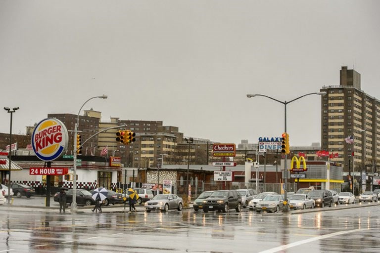 East New York has the highest concentration of fast food restaurants in NYC.