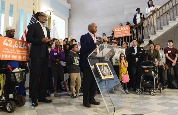 BP Adams called at rally on Wednesday for security guard funding for all schools.