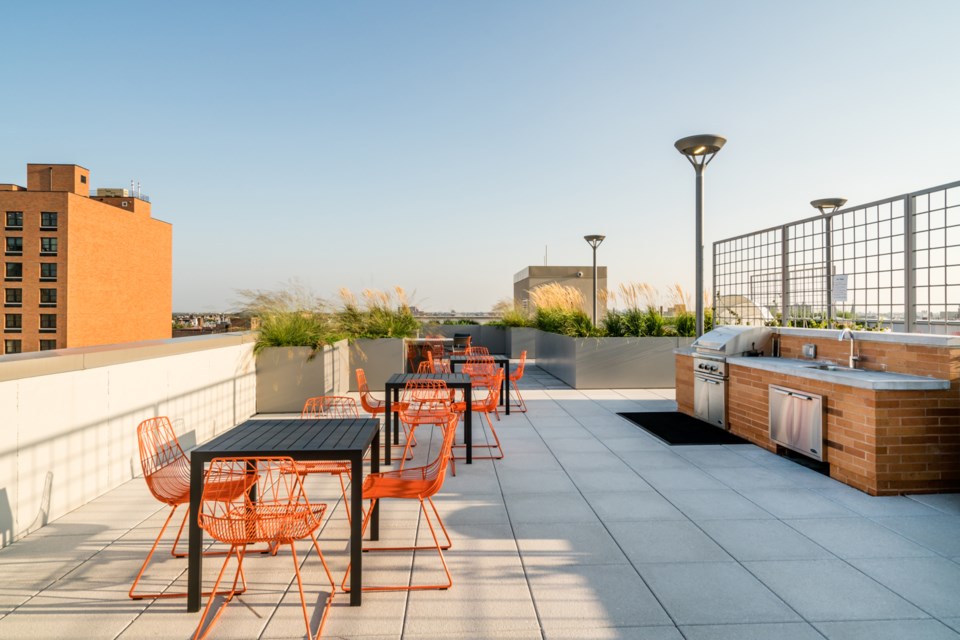 The rooftops features bbq grills, hammocks and planters. 
