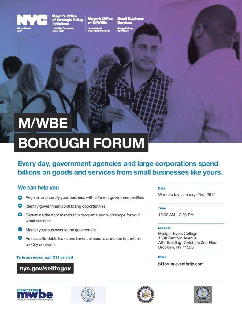 Minority and women business owners: Join the NYC Small Business Services for the upcoming Brooklyn M/WBE Forum