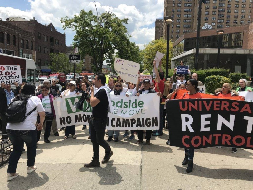 Housing rights activists march towards Medgar Evers College