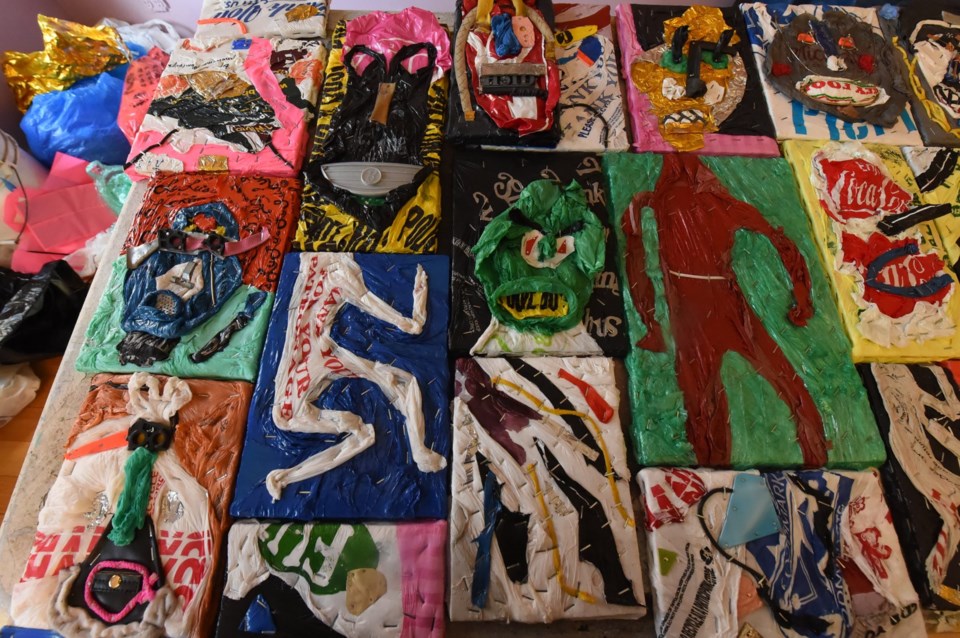 With plastic bag ban looming, a Brooklyn artist recycles used bags into works of art