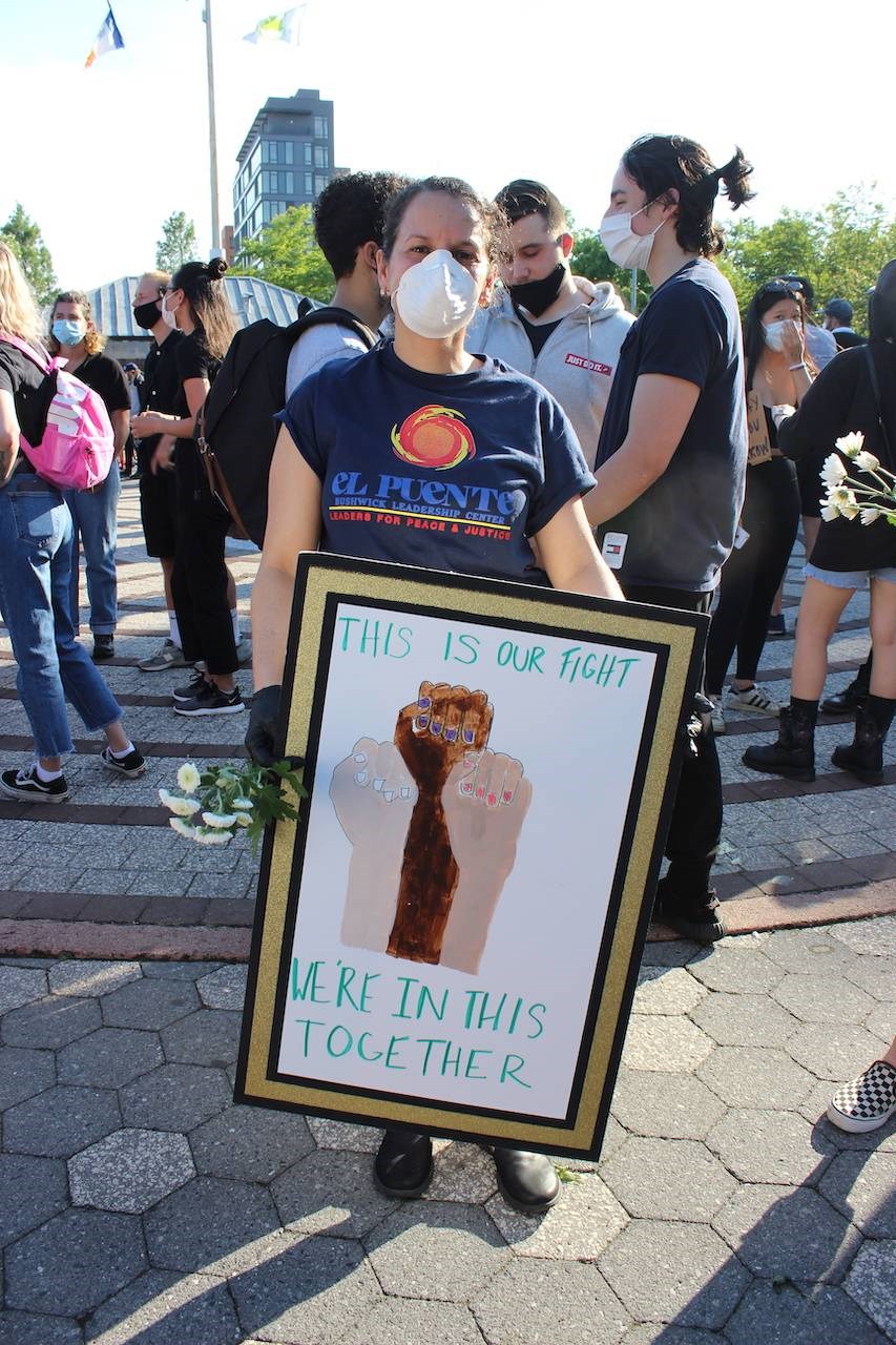 Asenhat Gomez was at the vigil to demand justice and human rights for everyone in the community. Photo: Anna Bradley-Smith for BK Reader.