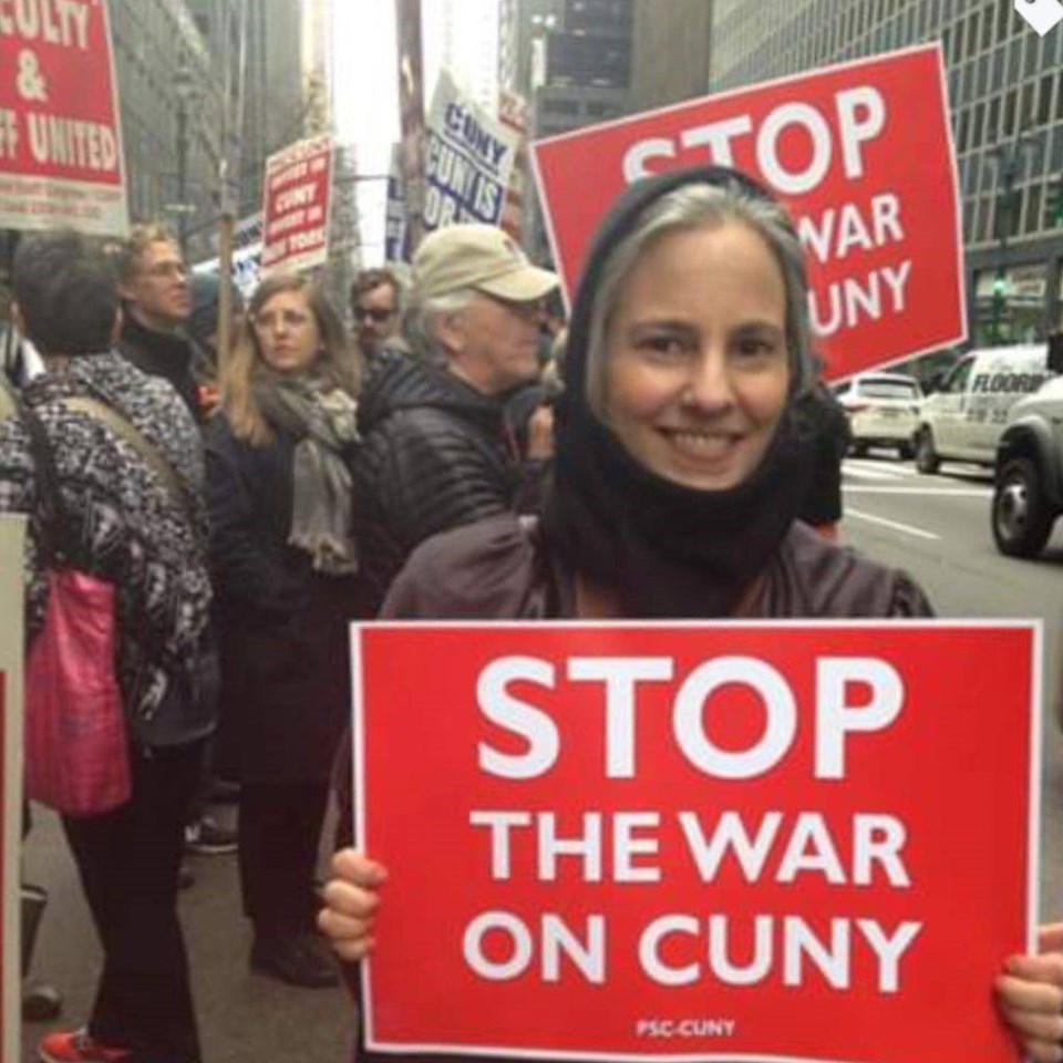 Pieranna Pieroni at a protest for CUNY funding