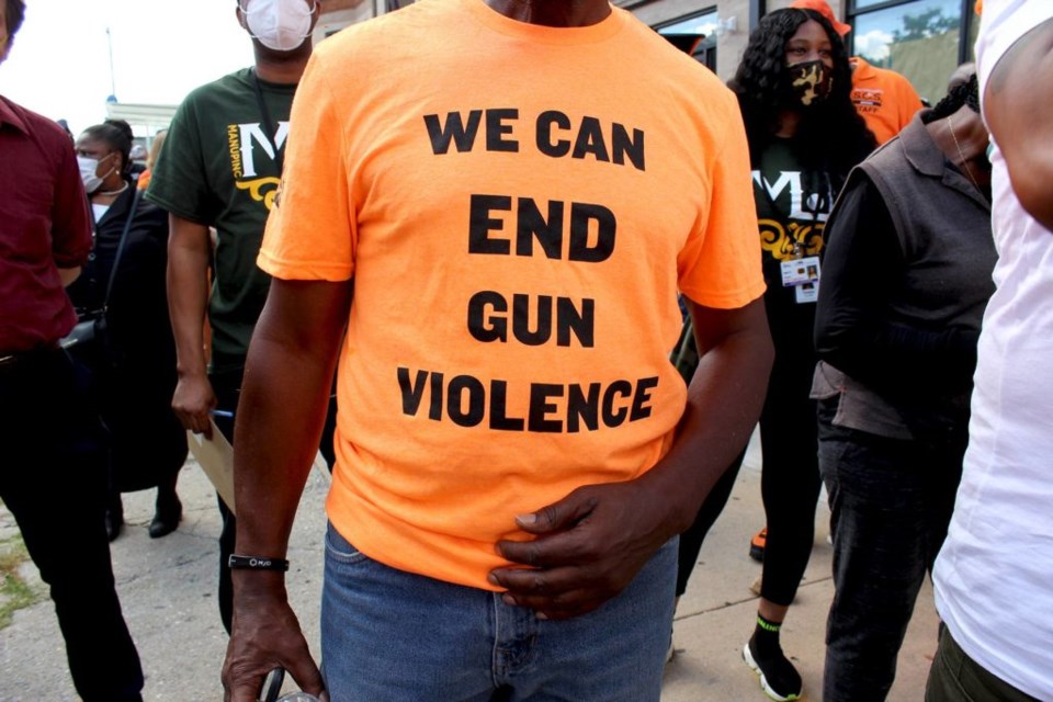 Marchers rallied against the spike in gun violence in Crown Heights on Tuesday. Photo: Mateo Ruiz Gonzalez for BK Reader.