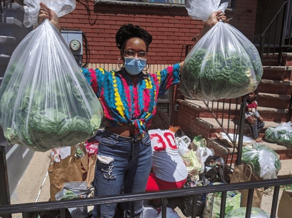 Sevonna Brown with all the donations coming in for Black Womens Blueprint. Photo from Instagram.