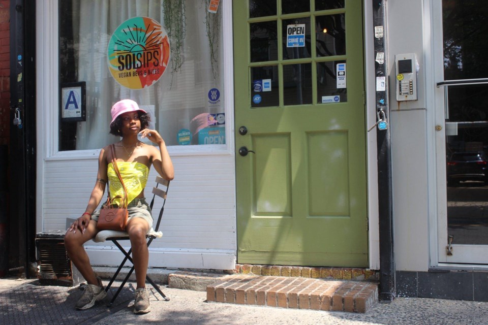 Sol Sips owner Francesca Chaney outside her restaurant in Bushwick.