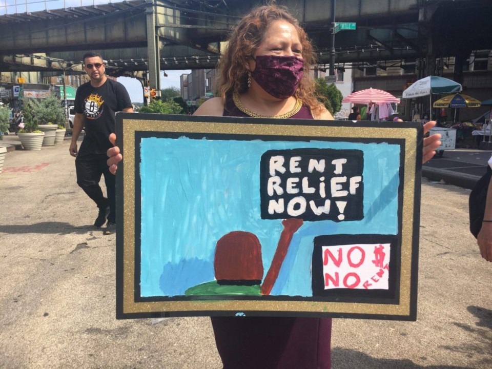 Bushwick business owners rally for rent relief. Photo: Anna Bradley-Smith for BK Reader.