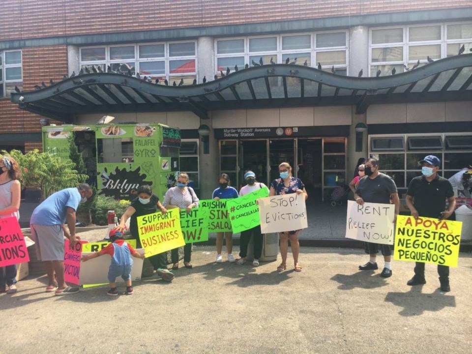 Bushwick business owners rally for rent relief. Photo: Anna Bradley-Smith for BK Reader.