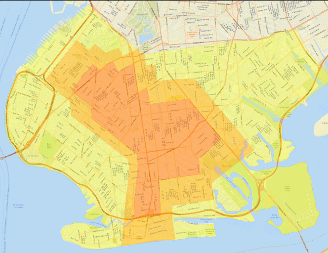 Cuomo tweeted out this map of Brooklyn on October 6 with the new zone designations.