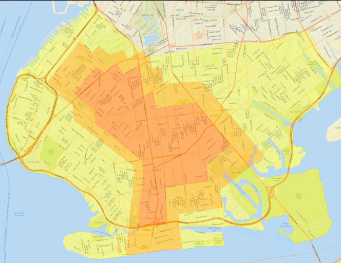 Cuomo tweeted out this map of Brooklyn on October 6 with the new zone designations. 