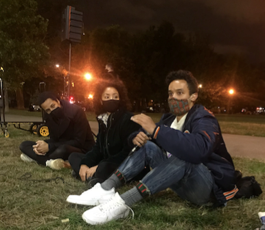 A neighbor sharing their thoughts during a group discussion about alternatives to helping the homeless that do not involve police and carceral strategies. Photo: Miranda Levingston for the BK Reader.
