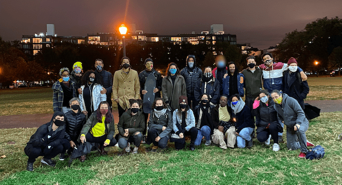 The neighbors on their 150 night of gathering at McCarren Park. The group has been gathering nightly since the murder of George Floyd. Photo: Supplied.