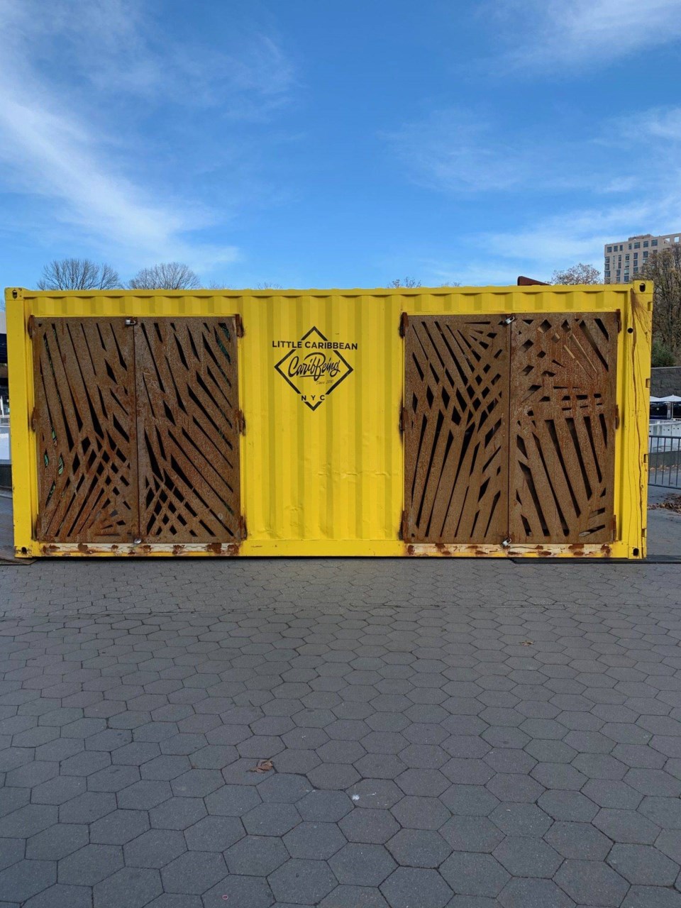 Shipping container repurposed for holiday shopping