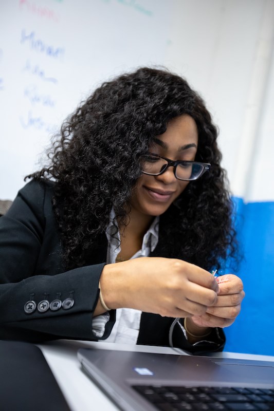 Former NPower student Daney Forbes working on a project in class. Photo: Courtesy of NPower, Inc.