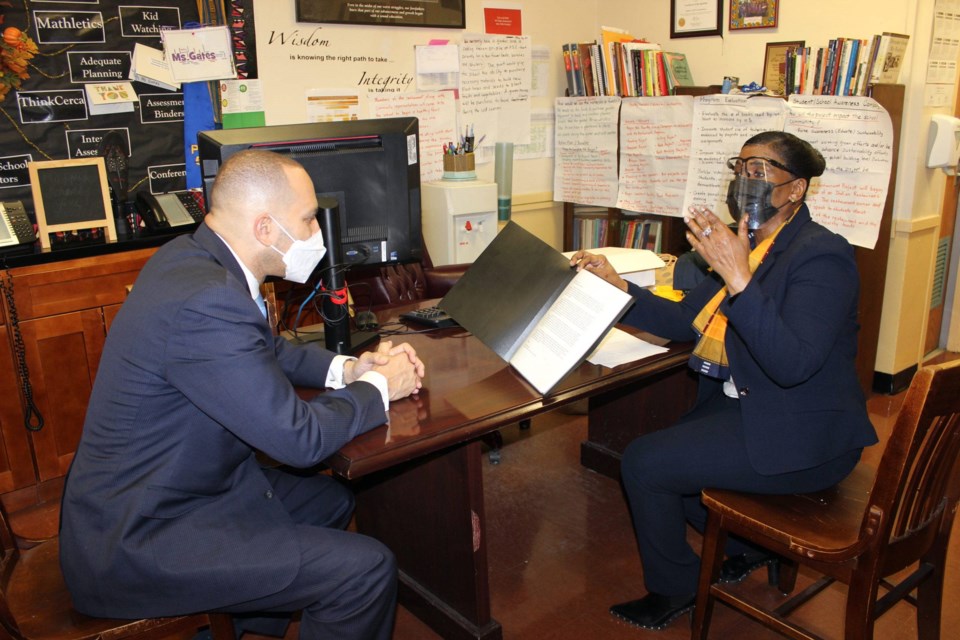 Congressman Jeffries and Principal Gates. Photo: Anna Bradley-Smith for BK Reader.