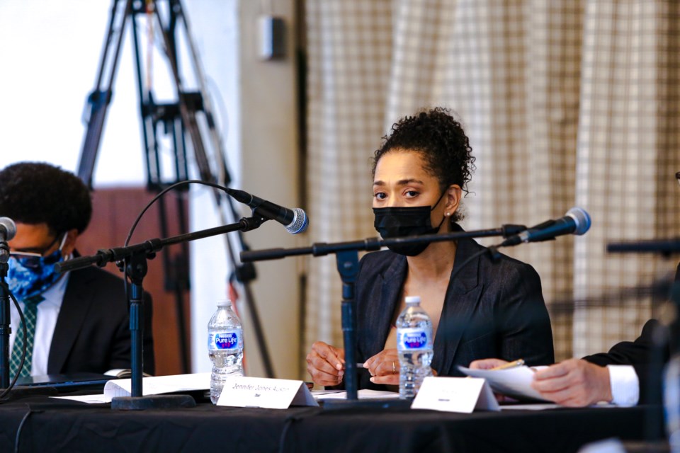 Racial Justice Commission Chair Jennifer Jones Austin at the Brooklyn public input session.