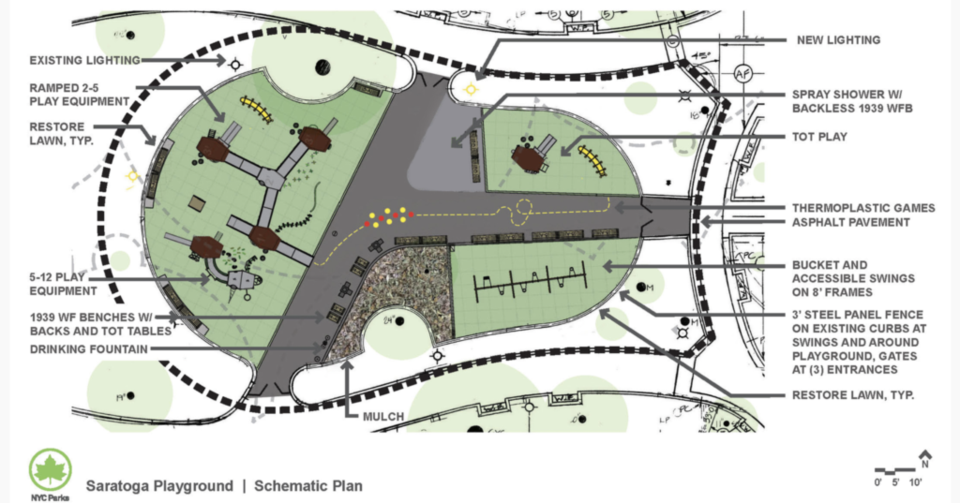 NYC Parks plan for Saratoga park. Photo: pulled from NYCgovparks.org.