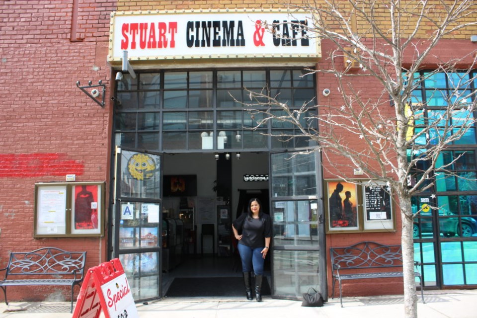 Emelyn Stuart outside her theater, which she designed and built herself. Photo: Miranda Levingston for the BK Reader. 